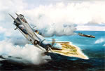 "Cat and Mouse Over Wake" - Marc Stewart - F4F-3 Wildcat World War II Art